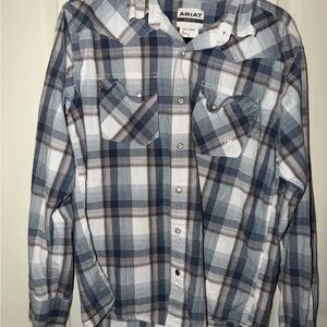 Ariat Retro Fit Western Core Snap Shirt Mens L Orig $59 EUC  Runs small slim fit